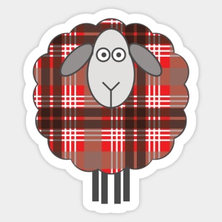 Scottish Red, Black and White Tartan Patterned Sheep Sticker